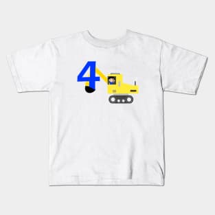 4th birthday | excavator Kids T-Shirt